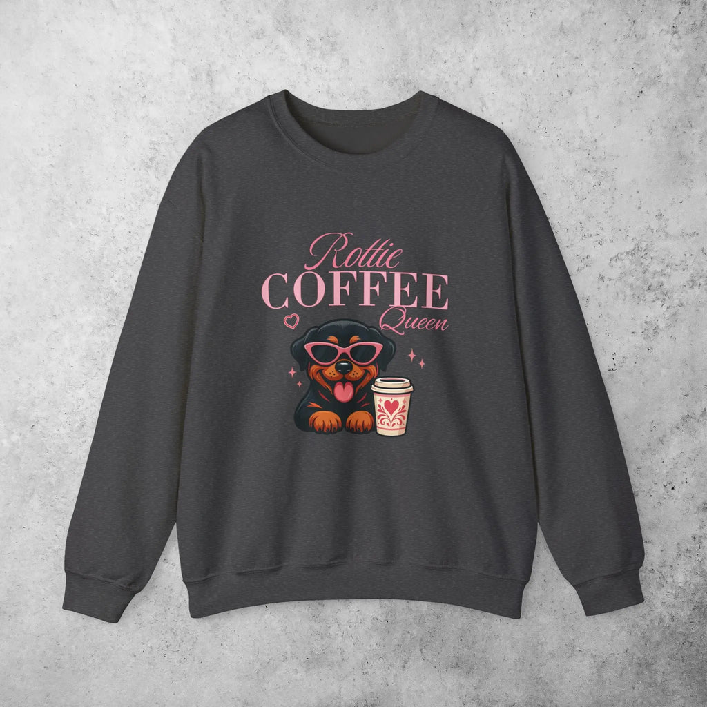 Rottie Coffee Sweatshirt — Cute Rottweiler with Coffee Graphic Printify